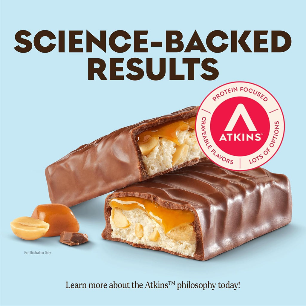 Atkins Endulge Caramel Nut Chew Bar, Dessert Favorite, 1G Sugar, Good Source of Fiber, 5 Count